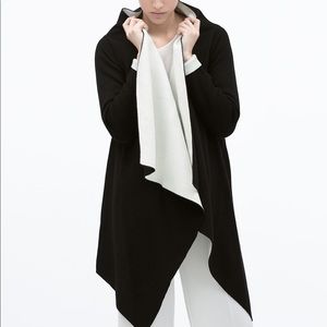 Zara black and white knit wrap sweater